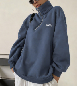 Quiet Luxury Custom Mock Neck Zip Sweatshirt