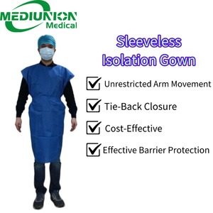Sleeveless Disposable Patient Isolation Gown 16-45gsm PP+PE Waterproof Hospital Medical Protective Wear Factory Price