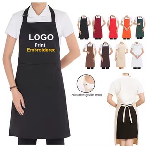 Wholesale Unisex Cooking Kitchen Restaurant Work Apron Plain Black Chef Waiter Apron