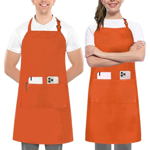 Custom Logo Waterproof Bib Apron Orange Kitchen Apron with Pockets luxury Restaurant Barista Uniform