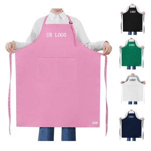 Custom Logo Pockets Bib Restaurants Adults Waitress Painting Kitchen Pink Apron